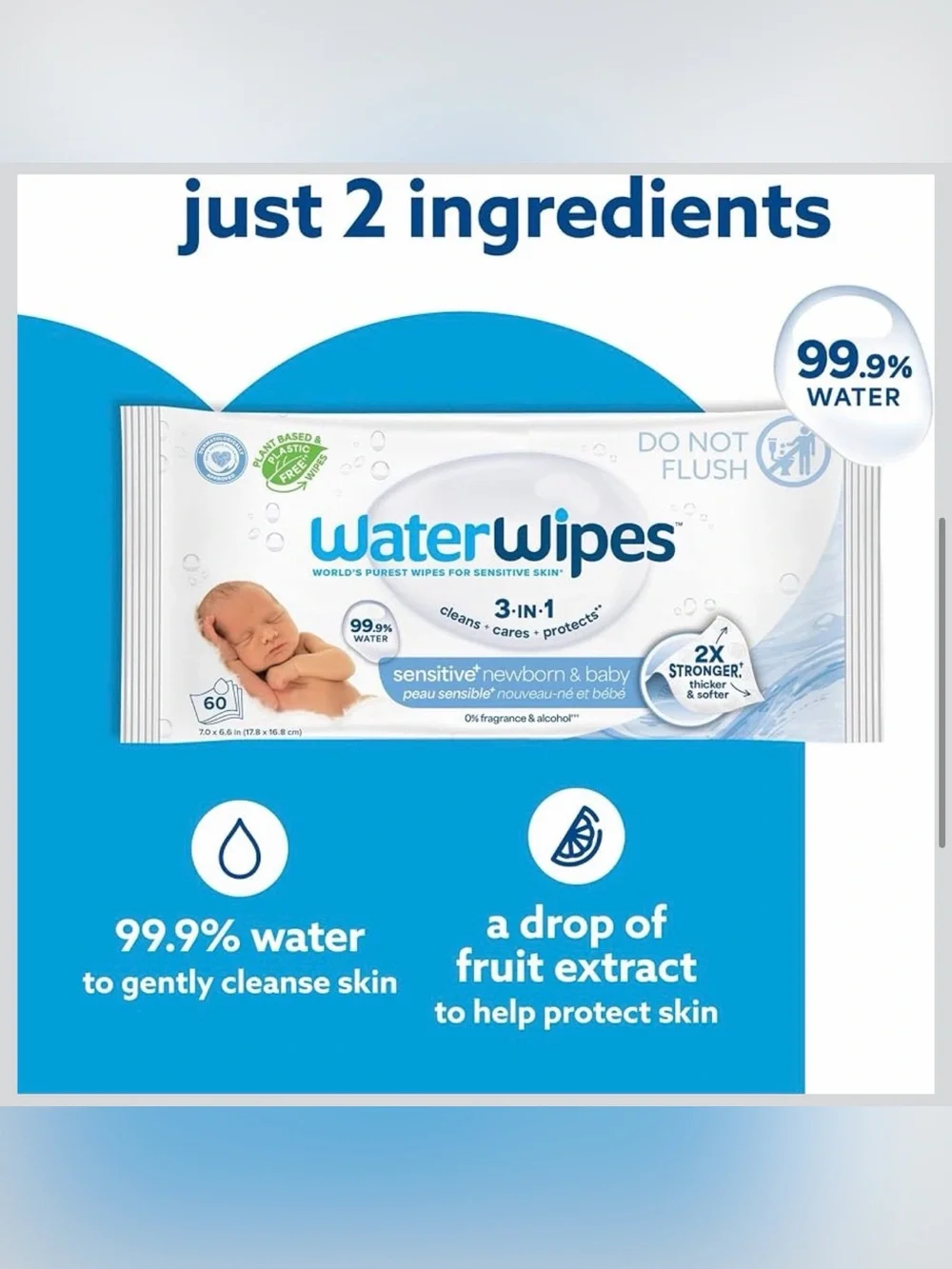 WaterWipes Sensitive Baby Wipes (12 Pack) - NEW